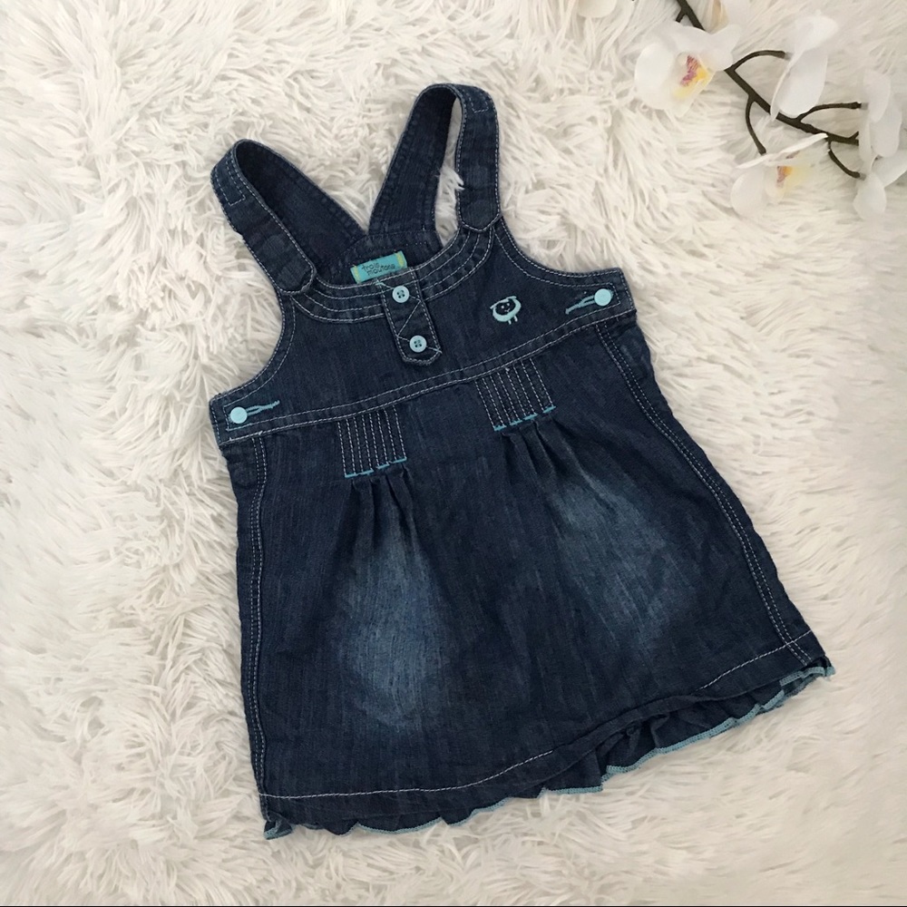 🌈 Trois Moutons Toddler Girl Overall Denim Dress